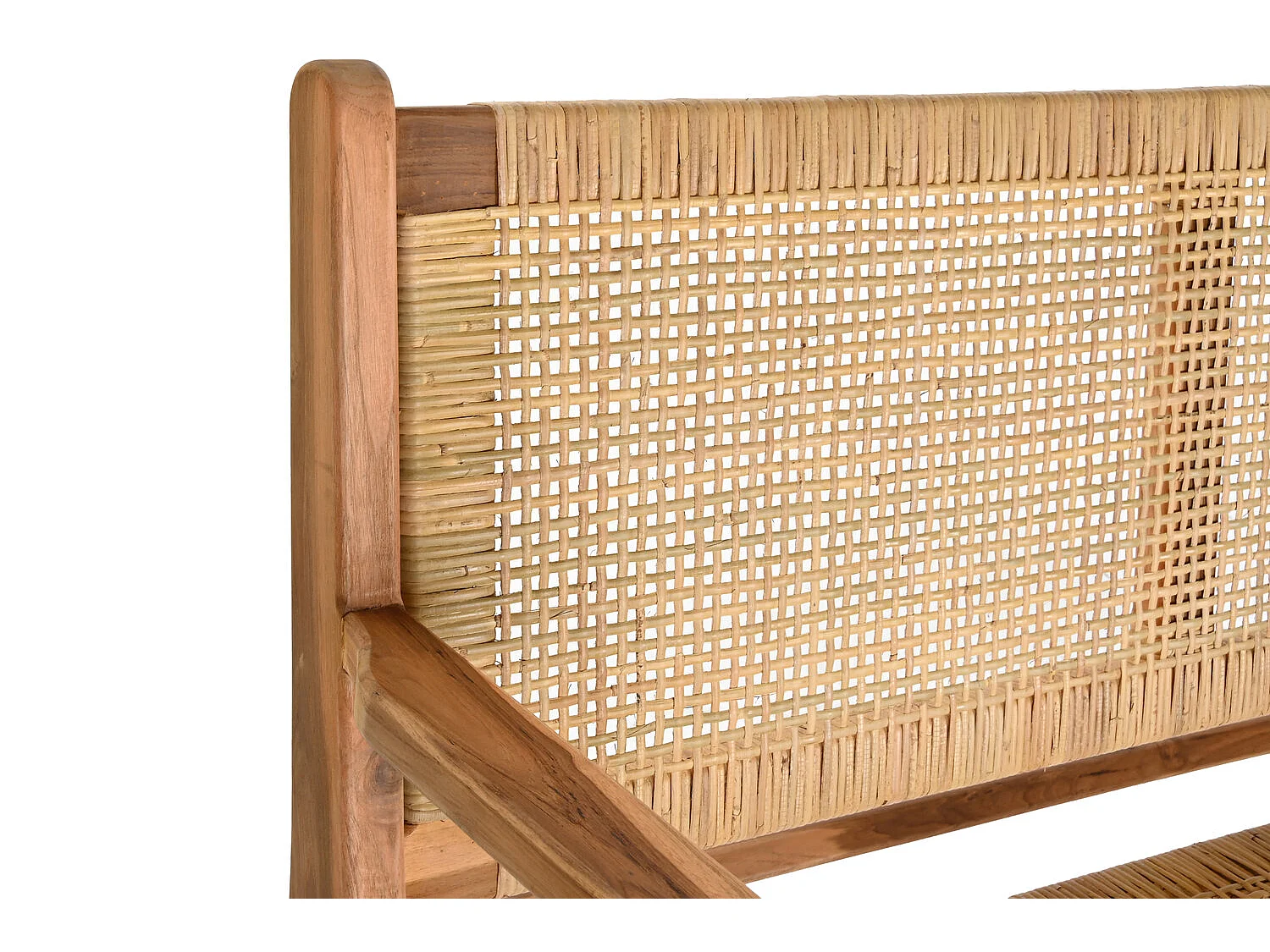 Banco de vime e teca 120x76x68 marrom