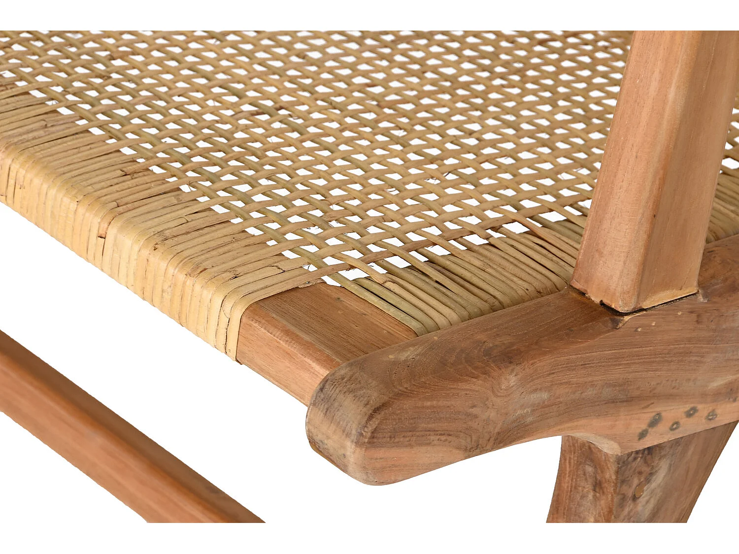 Banco de vime e teca 120x76x68 marrom