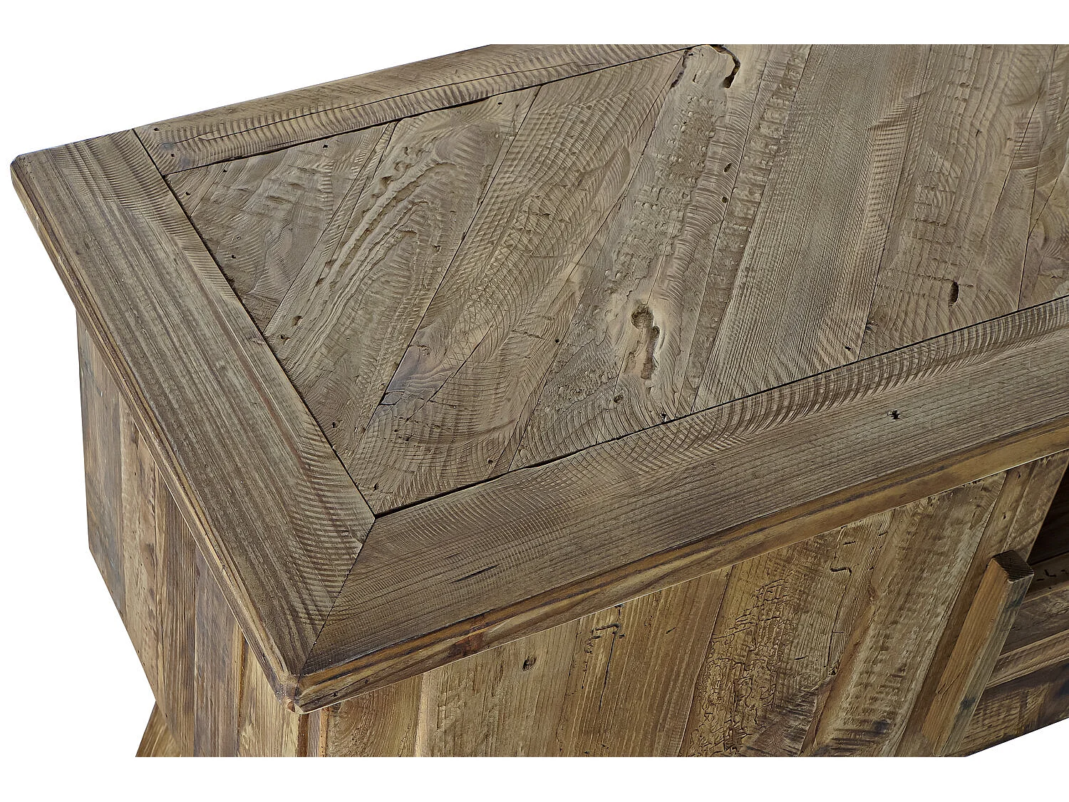 Mobile porta TV in legno riciclato, 180x45x60 cm, finitura naturale