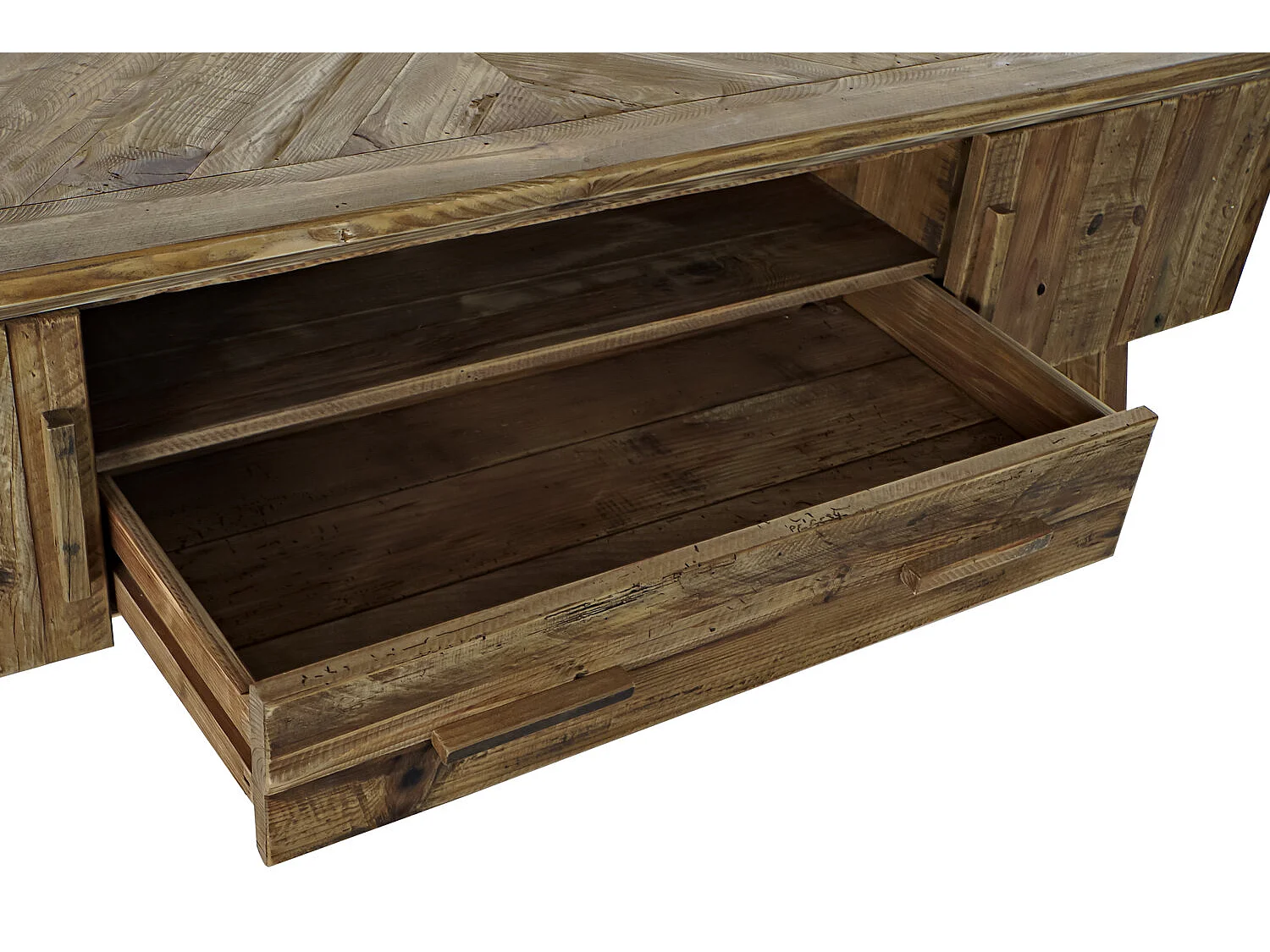 Mobile porta TV in legno riciclato, 180x45x60 cm, finitura naturale