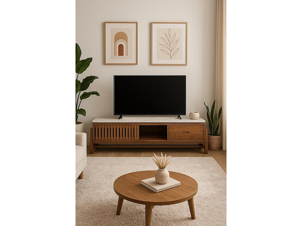 Mobile TV in terrazzo di acacia 166X46X52