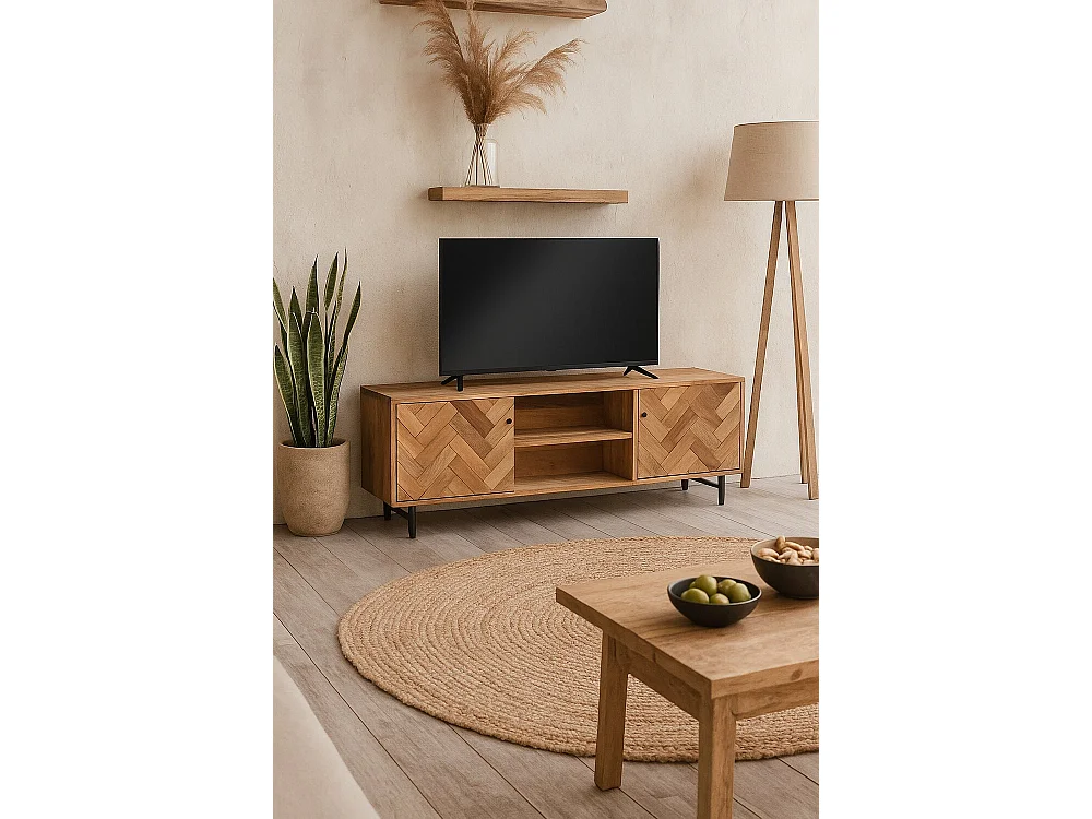 Mobile TV in metallo Acacia 140X40X55 Marrone