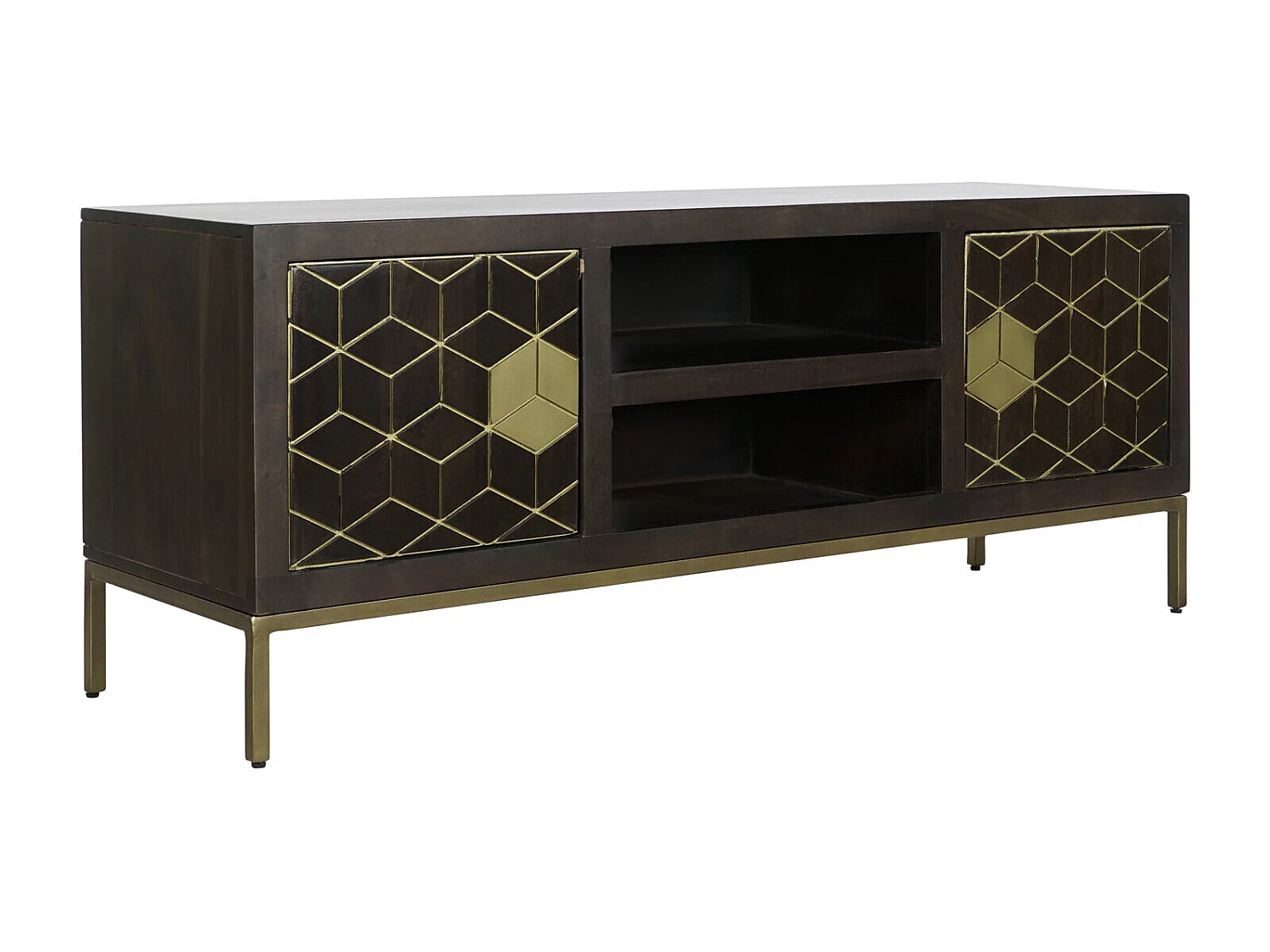 Mobile TV in metallo Acacia 140X40X55 Marrone