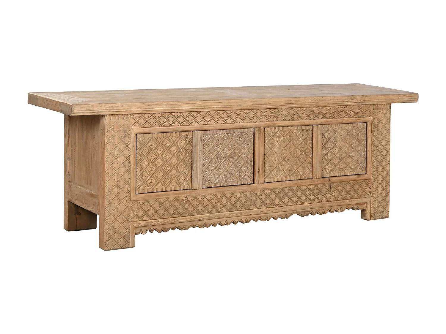 Mobile TV in olmo massello 180X44X60 intagliato naturale