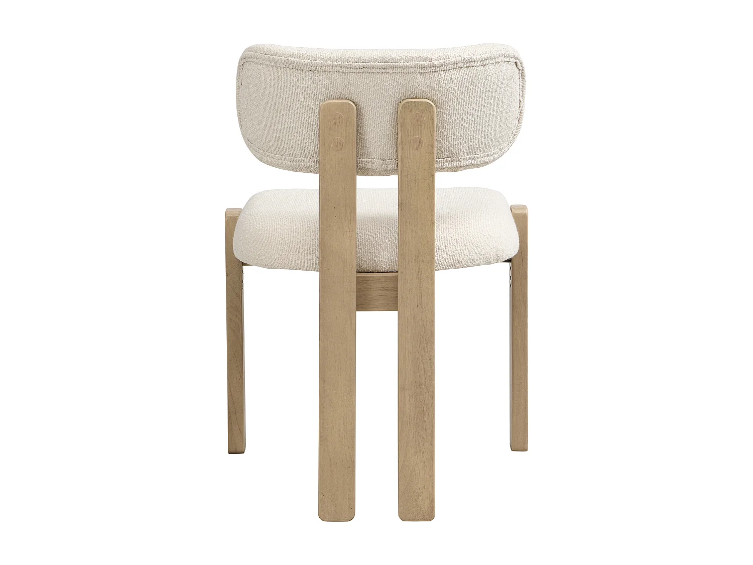 Kit di 2 sedie in legno massello - Stile moderno - Schienale comodo - Struttura in legno massello - Tessuto bouclé - Naturale