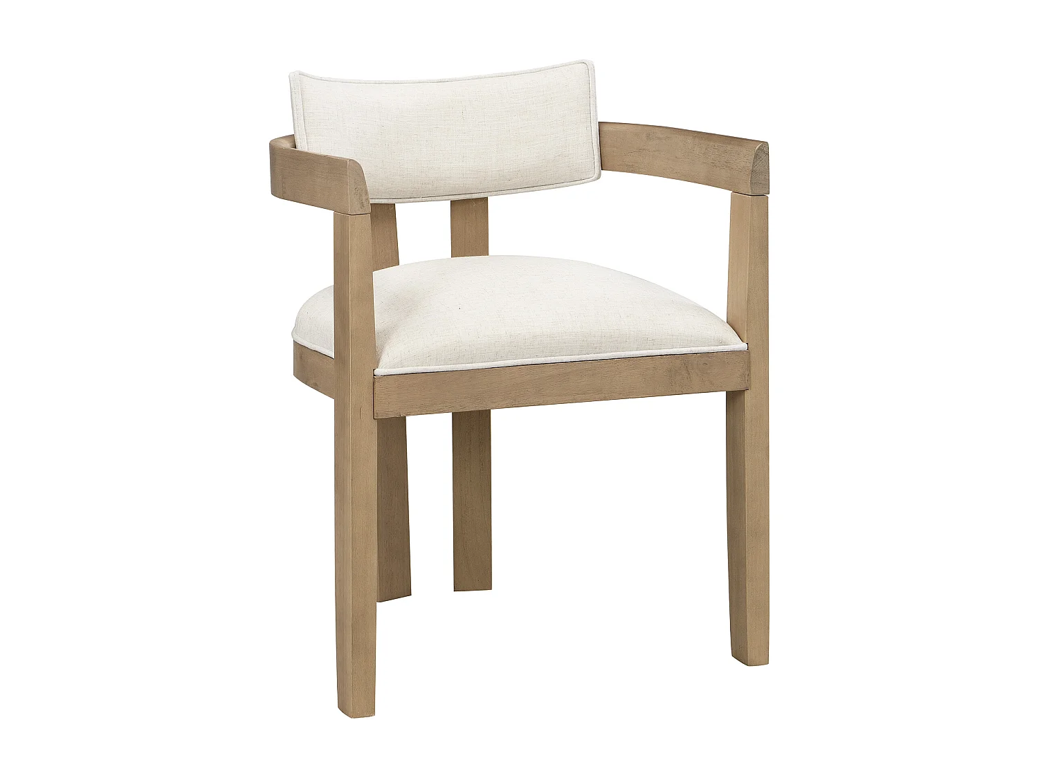 Kit di 2 sedie in legno massello con braccioli - struttura in legno massello - rivestimento in lino - naturale