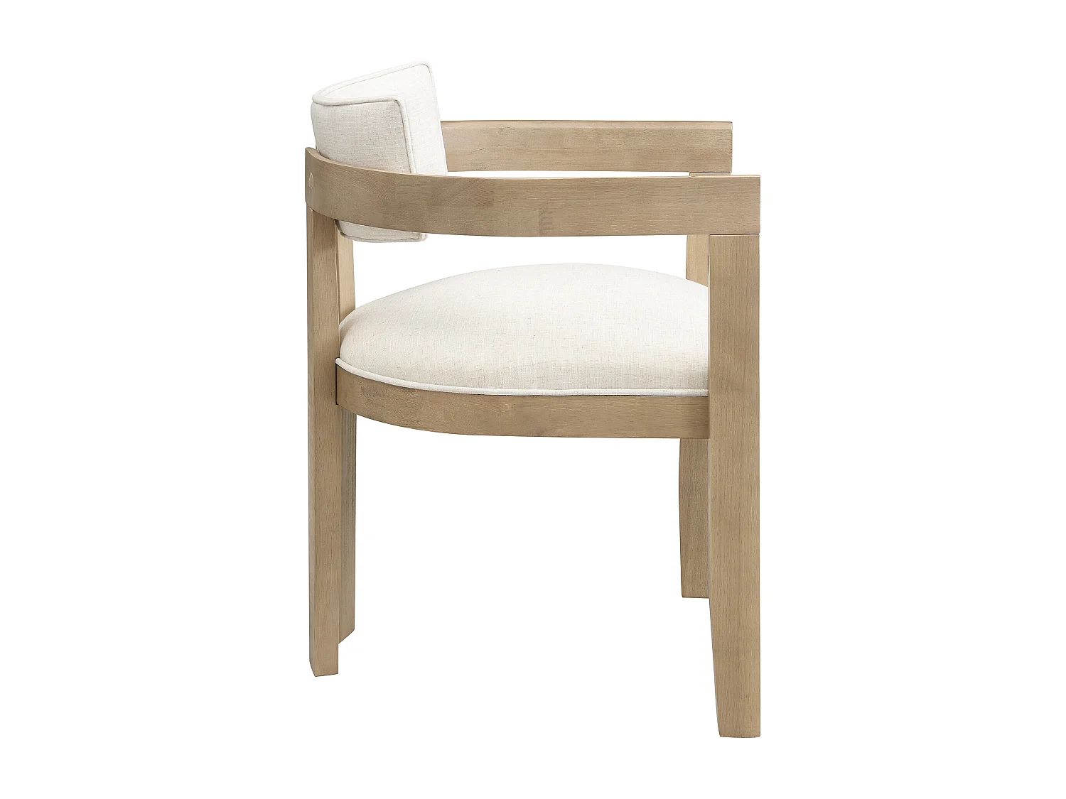 Kit di 2 sedie in legno massello con braccioli - struttura in legno massello - rivestimento in lino - naturale