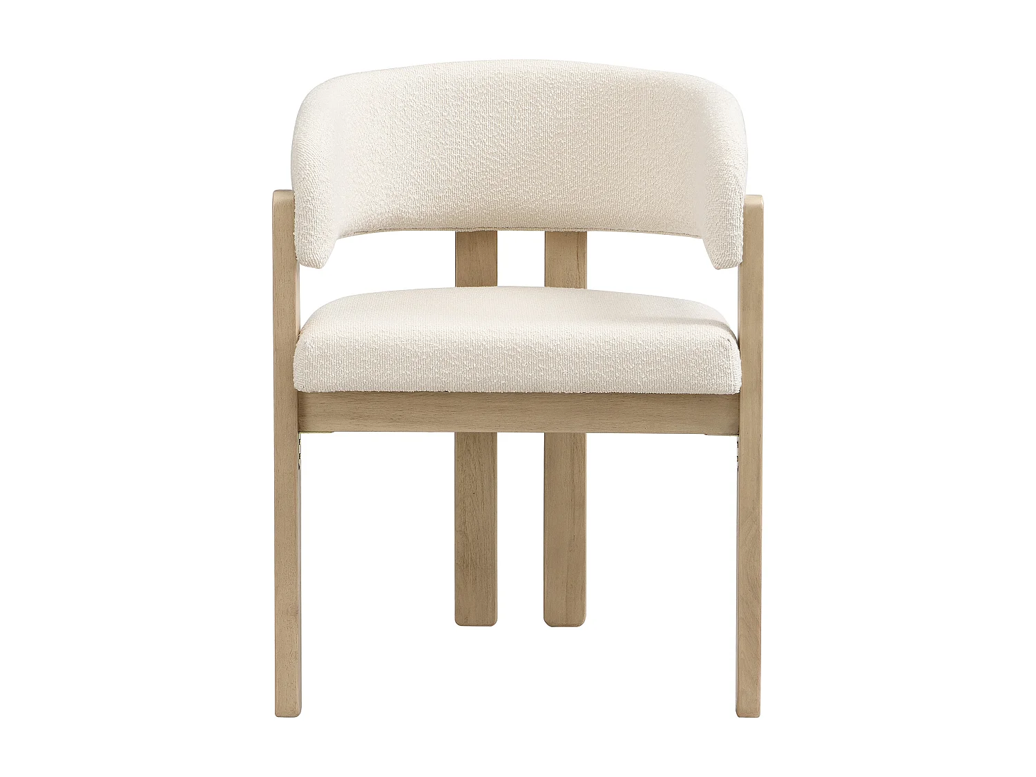 Kit di 4 sedie in legno massello con braccioli - Struttura in legno massello - Tessuto bouclé - Naturale