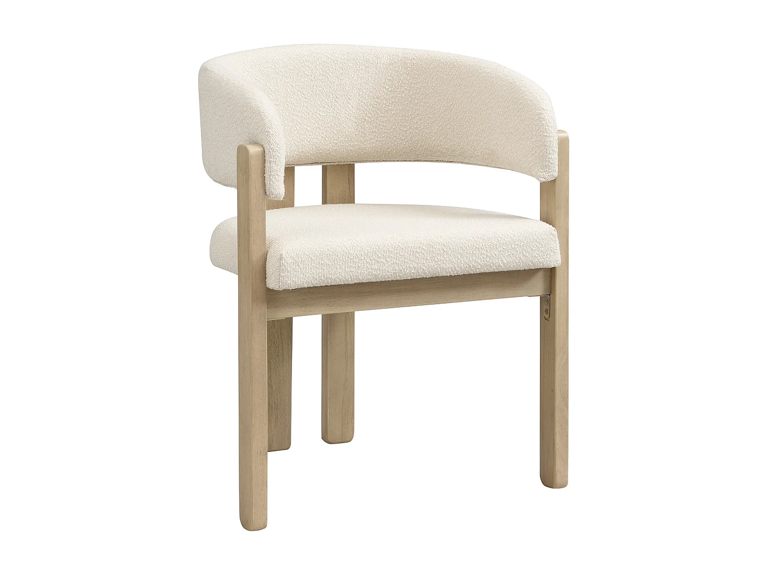 Kit di 4 sedie in legno massello con braccioli - Struttura in legno massello - Tessuto bouclé - Naturale