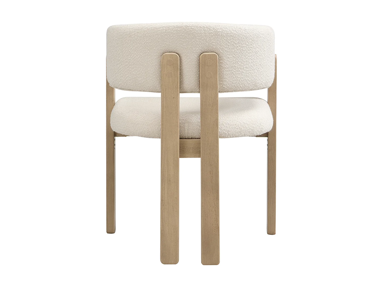 Kit di 4 sedie in legno massello con braccioli - Struttura in legno massello - Tessuto bouclé - Naturale
