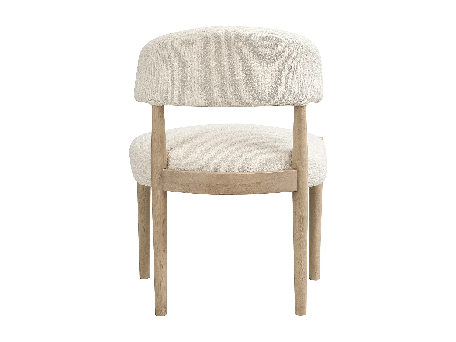 Kit di 4 sedie in legno massello - Stile moderno - Struttura in legno massello - Tessuto bouclé - Colore naturale