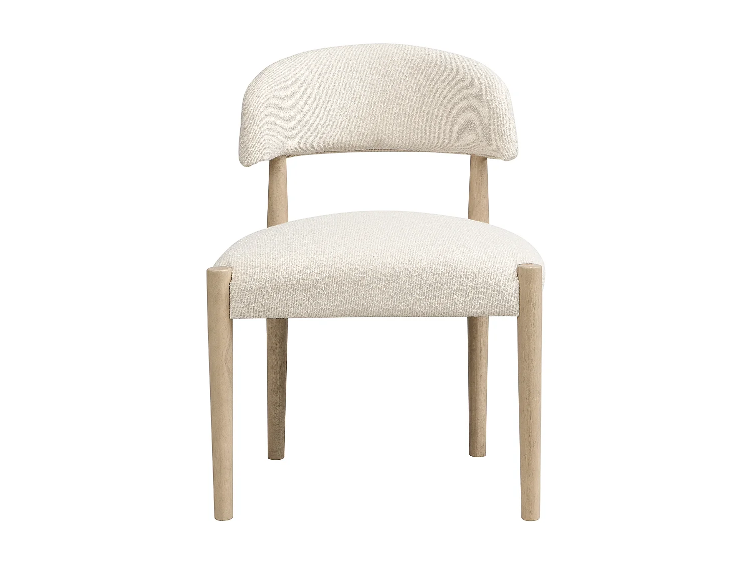 Kit di 4 sedie in legno massello - Stile moderno - Struttura in legno massello - Tessuto bouclé - Colore naturale