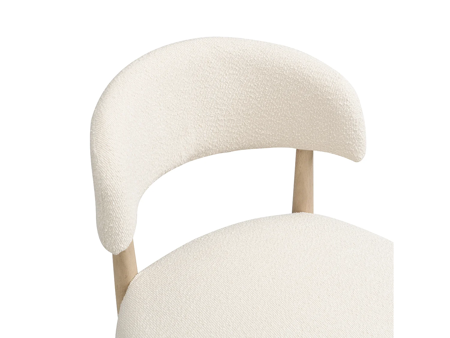 Kit di 4 sedie in legno massello - Stile moderno - Struttura in legno massello - Tessuto bouclé - Colore naturale