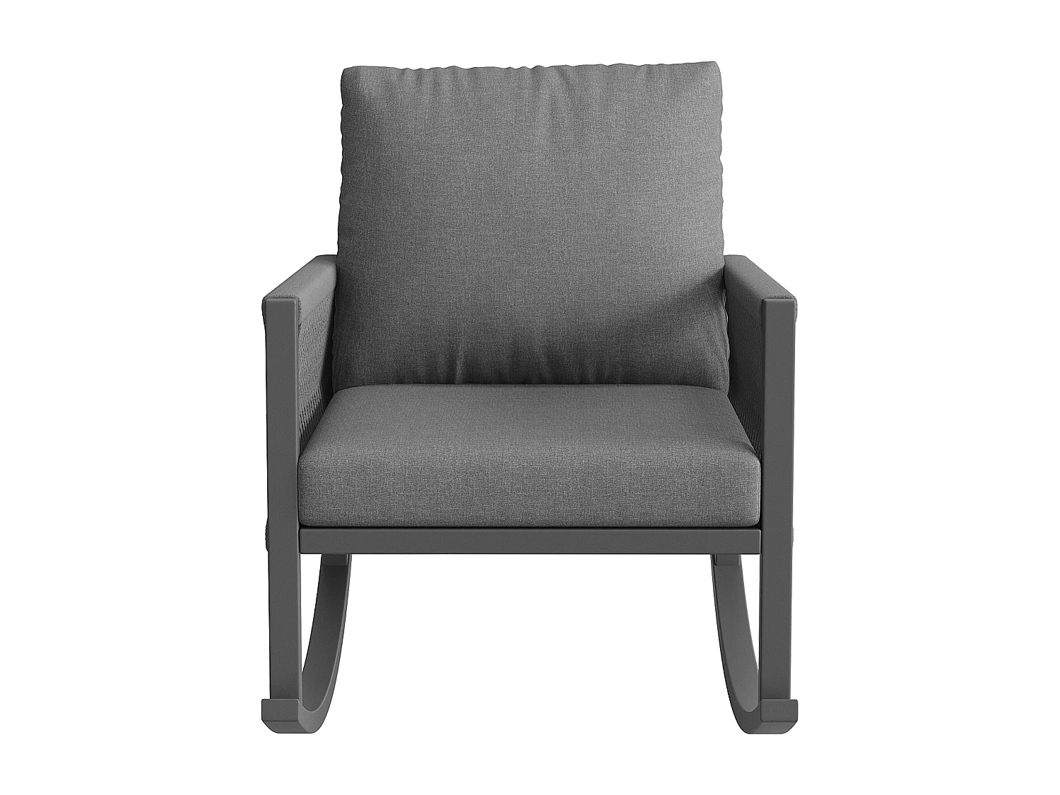 Fotel bujany ogrodowy - 65 x 79 x 78 cm - metalowa rama - z poduszkami - metal - szary