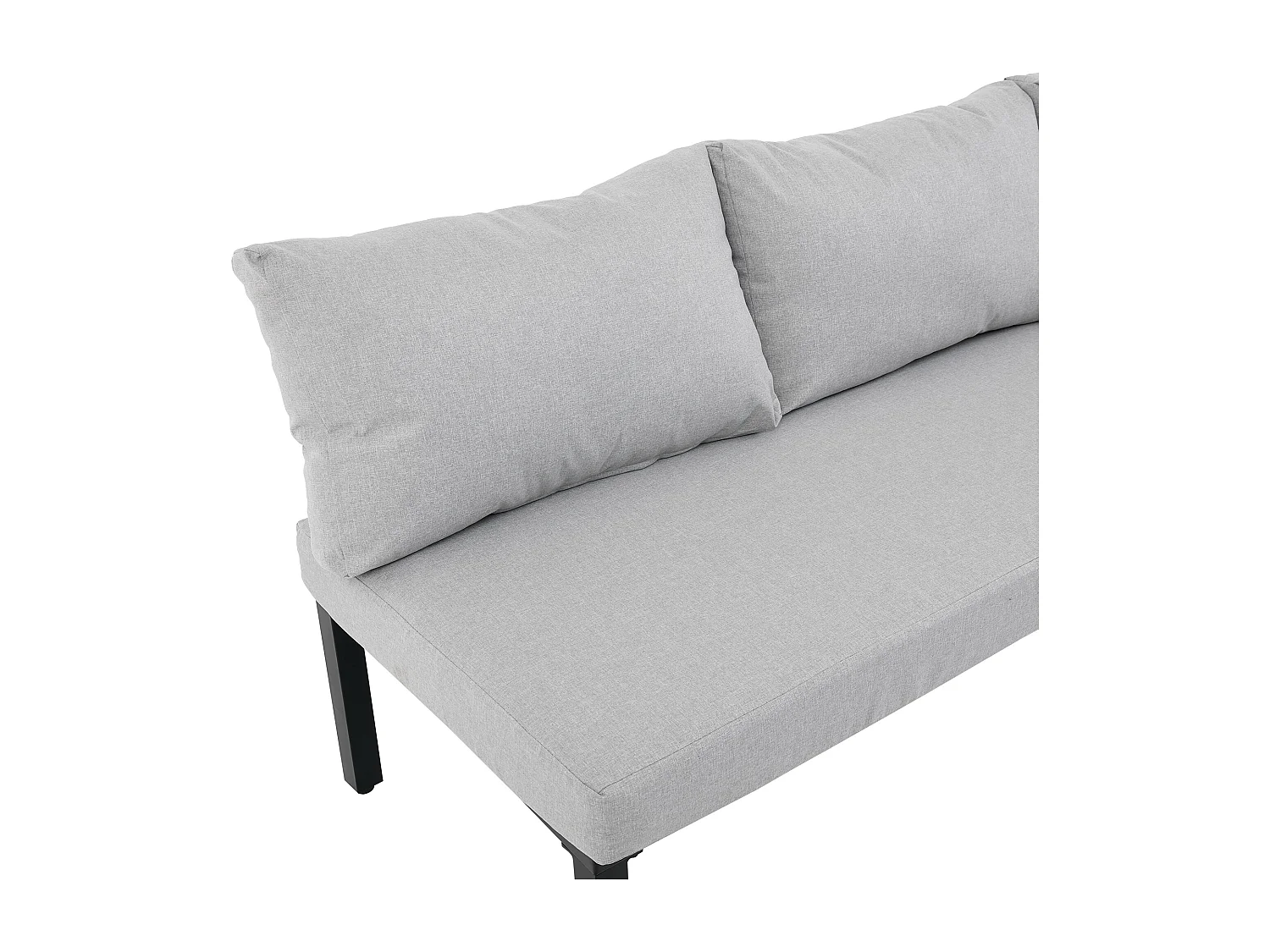 6-teiliges Gartenmöbelset – verzinktes Eisengestell – mit Rückenlehne, modularem Sofa und Tisch – grau