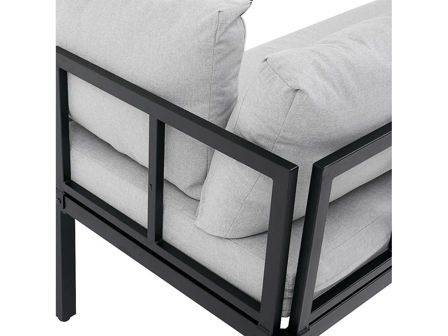 6-teiliges Gartenmöbelset – verzinktes Eisengestell – mit Rückenlehne, modularem Sofa und Tisch – grau