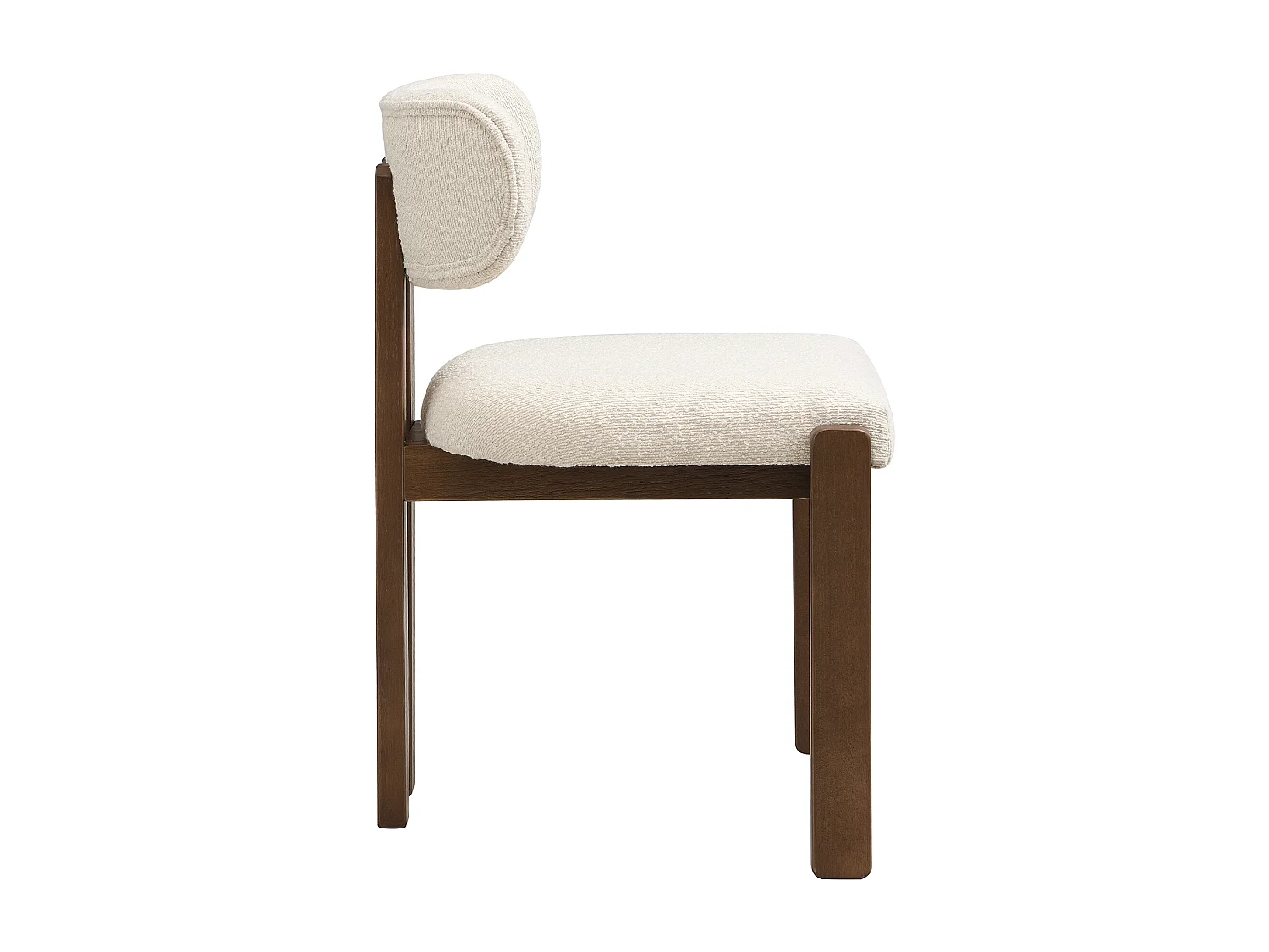 Satz mit 6 Massivholz-Stühlen - Moderner Stil - Bequeme Rückenlehne - Gestell aus Massivholz - Bouclé-Stoff - Braun