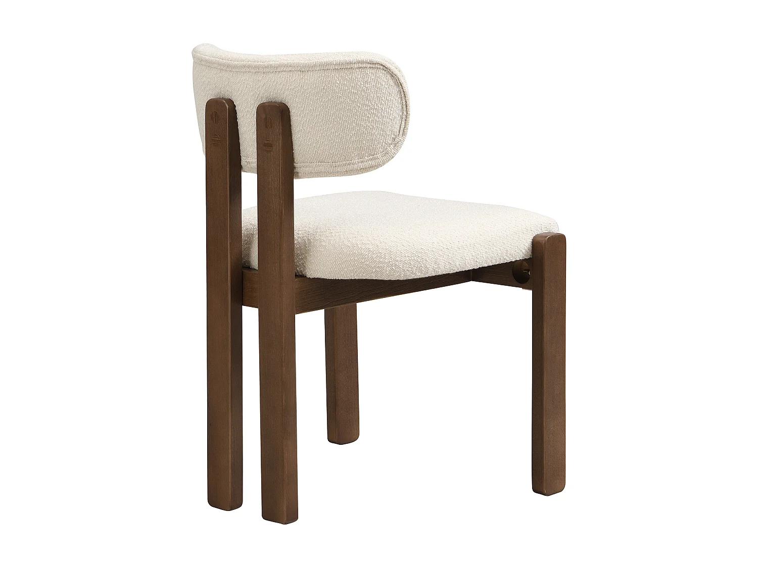 Satz mit 6 Massivholz-Stühlen - Moderner Stil - Bequeme Rückenlehne - Gestell aus Massivholz - Bouclé-Stoff - Braun