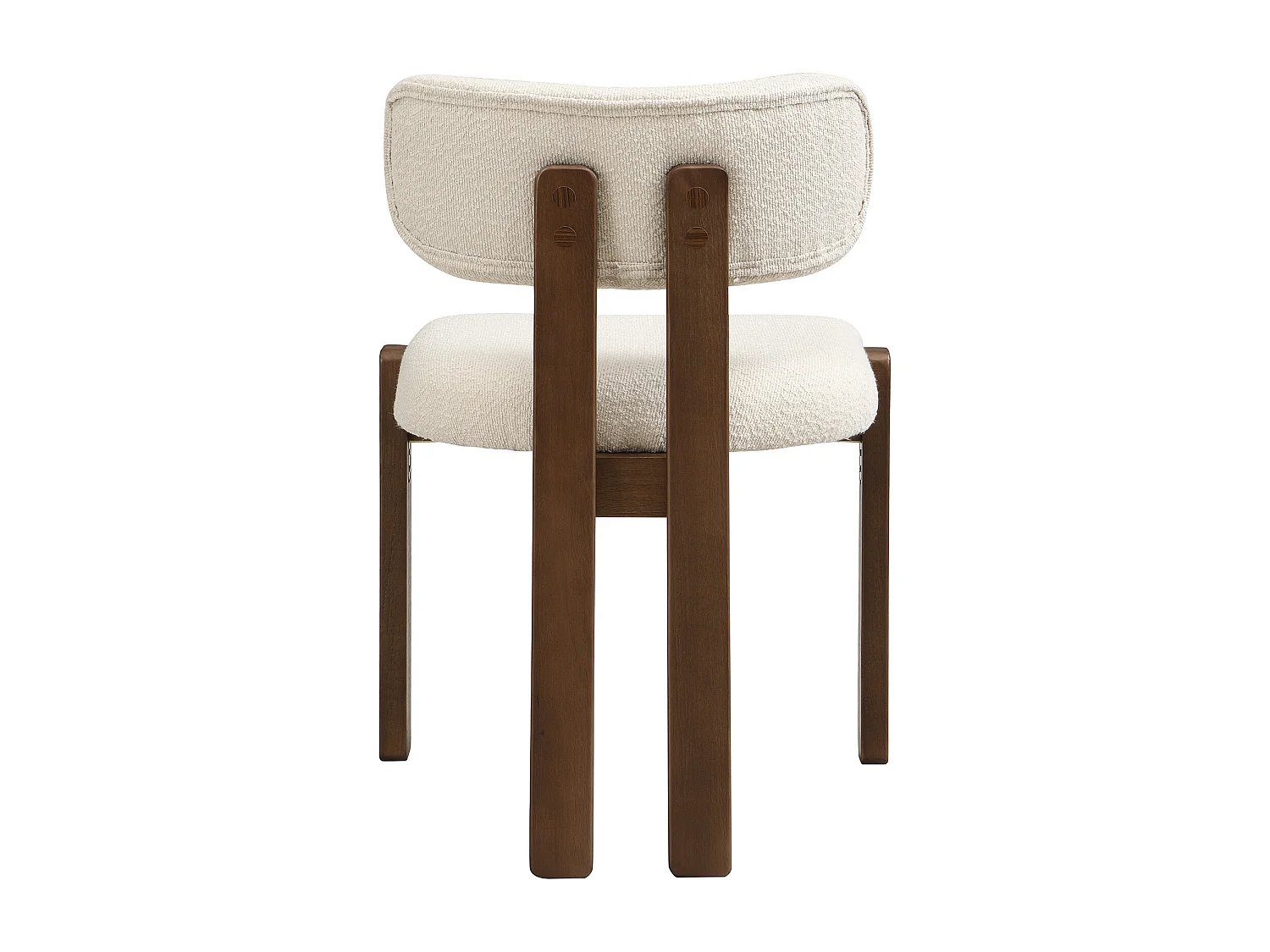 Satz mit 6 Massivholz-Stühlen - Moderner Stil - Bequeme Rückenlehne - Gestell aus Massivholz - Bouclé-Stoff - Braun