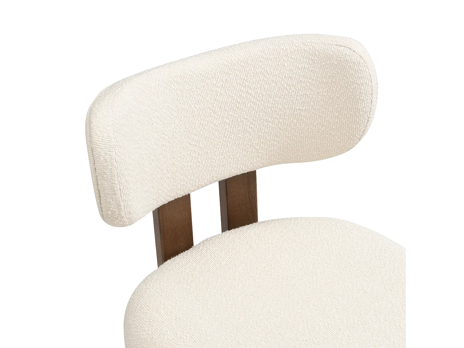 Satz mit 6 Massivholz-Stühlen - Moderner Stil - Bequeme Rückenlehne - Gestell aus Massivholz - Bouclé-Stoff - Braun