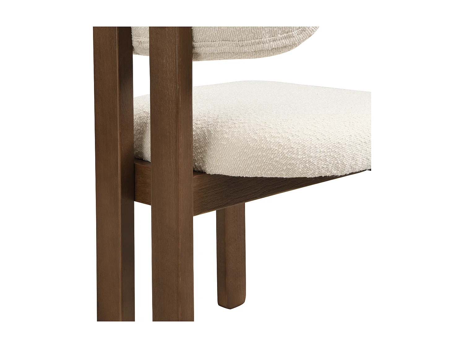 Satz mit 6 Massivholz-Stühlen - Moderner Stil - Bequeme Rückenlehne - Gestell aus Massivholz - Bouclé-Stoff - Braun