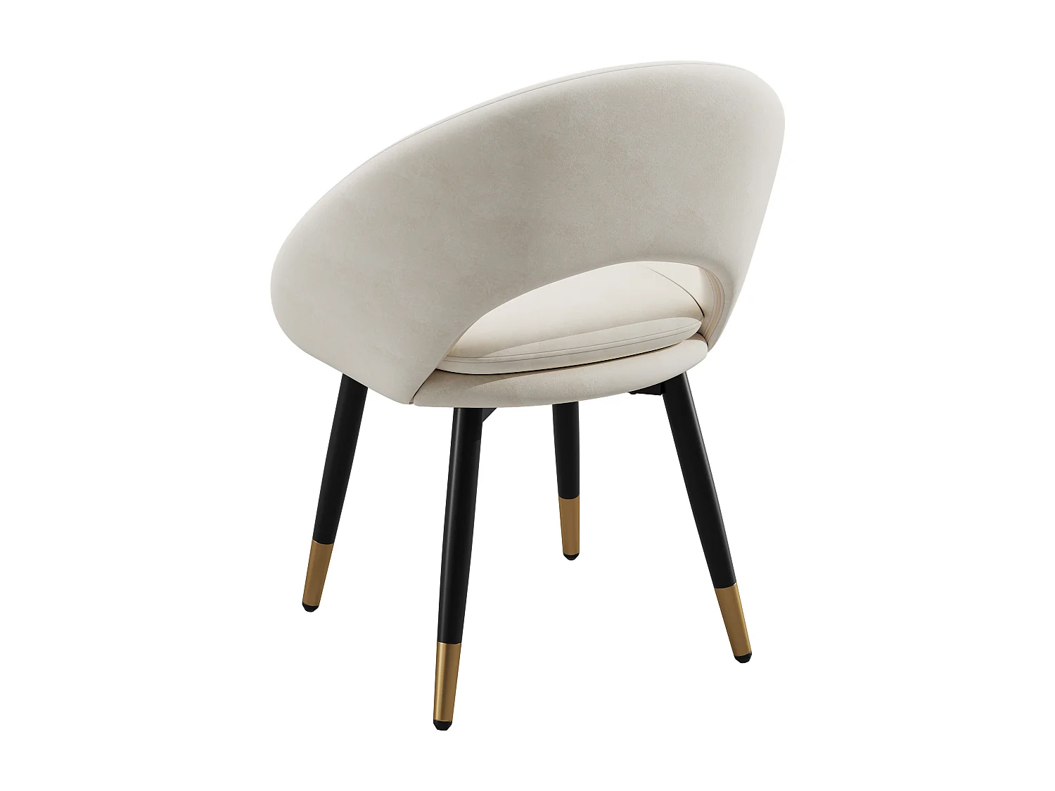 Lote de 6 cadeiras - Com encosto ergonómico - Estilo moderno - Tecido de veludo - Bege