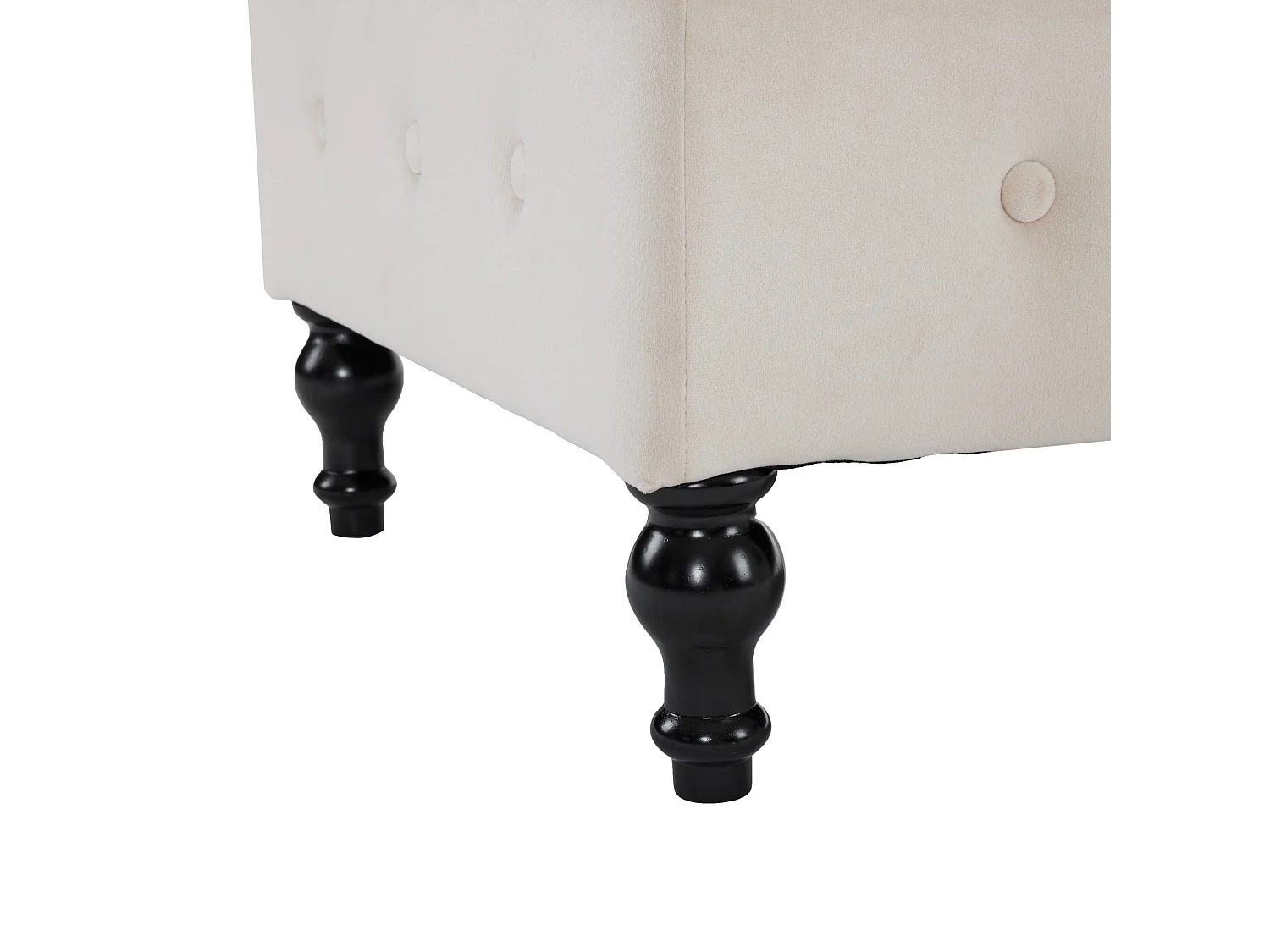 Kanapa 1-osobowa z weluru - z miejscem do przechowywania - prawy podłokietnik - Pikowana meridiana z poduszką - Nogi drewniane - Beżowy