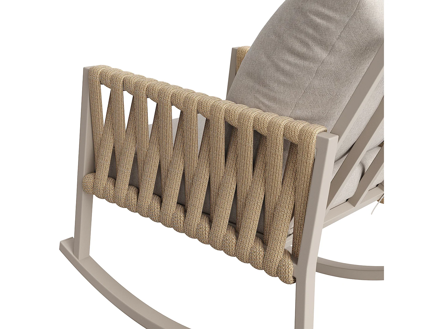 Fotel bujany ogrodowy - 65 x 79 x 78 cm - metalowa rama - z poduszkami - metal - beżowy