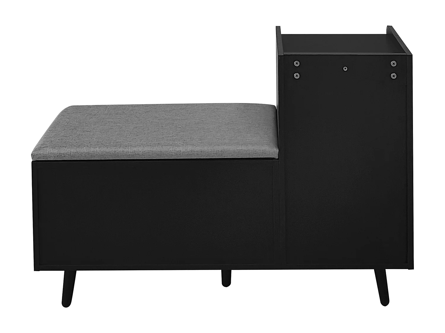 Banc à chaussures moderne - 100 x 34 x 68.5 cm - avec 3 portes et coussin - aggloméré - noir