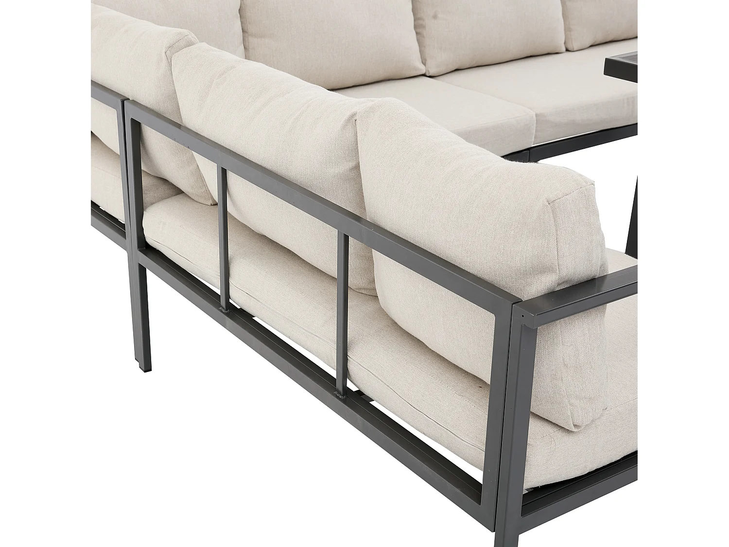 Zestaw mebli ogrodowych 9-osobowy - sofa + stół + ławka + hoker - wykonany z ocynkowanej rury stalowej - szary