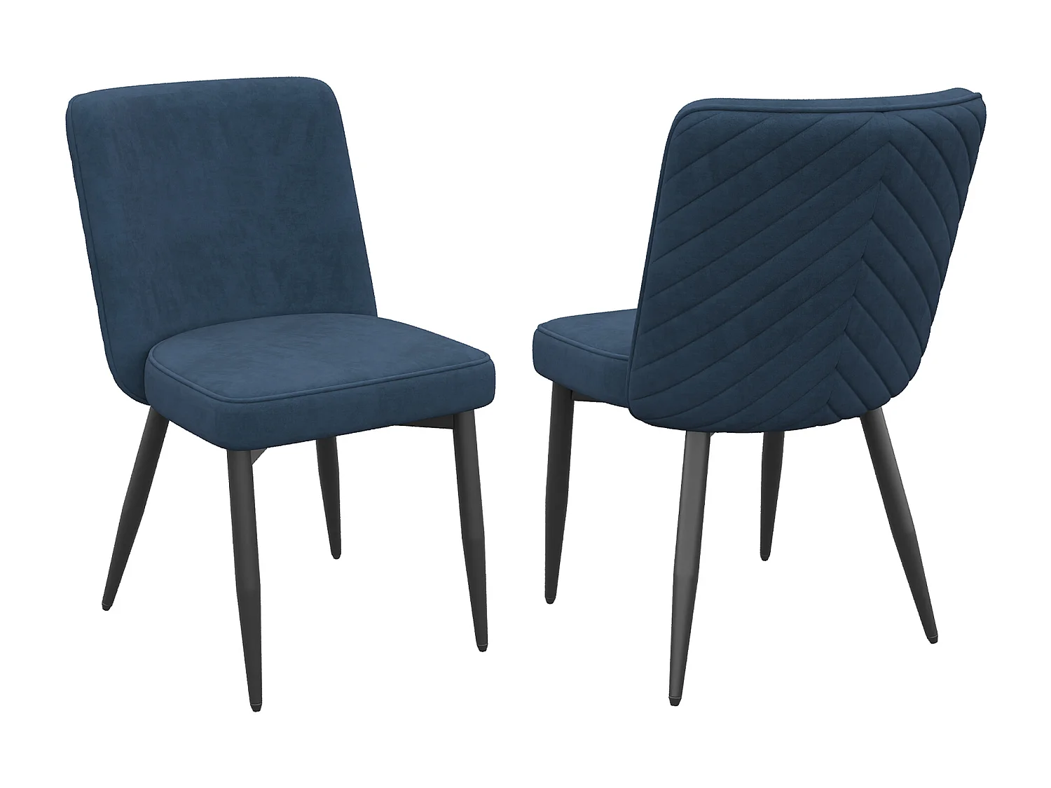 Lote de 2 sillas - Con respaldos cómodos - Estilo moderno - Tejido de terciopelo - Azul oscuro