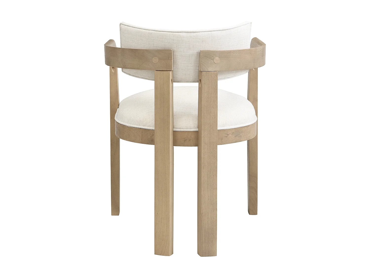 Kit di 4 sedie in legno massello con braccioli - struttura in legno massello - rivestimento in lino - naturale