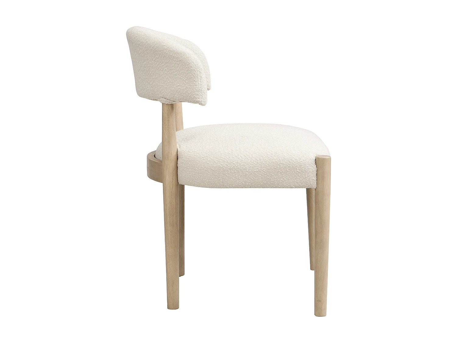 Kit di 2 sedie in legno massello - Stile moderno - Struttura in legno massello - Tessuto bouclé - Colore naturale