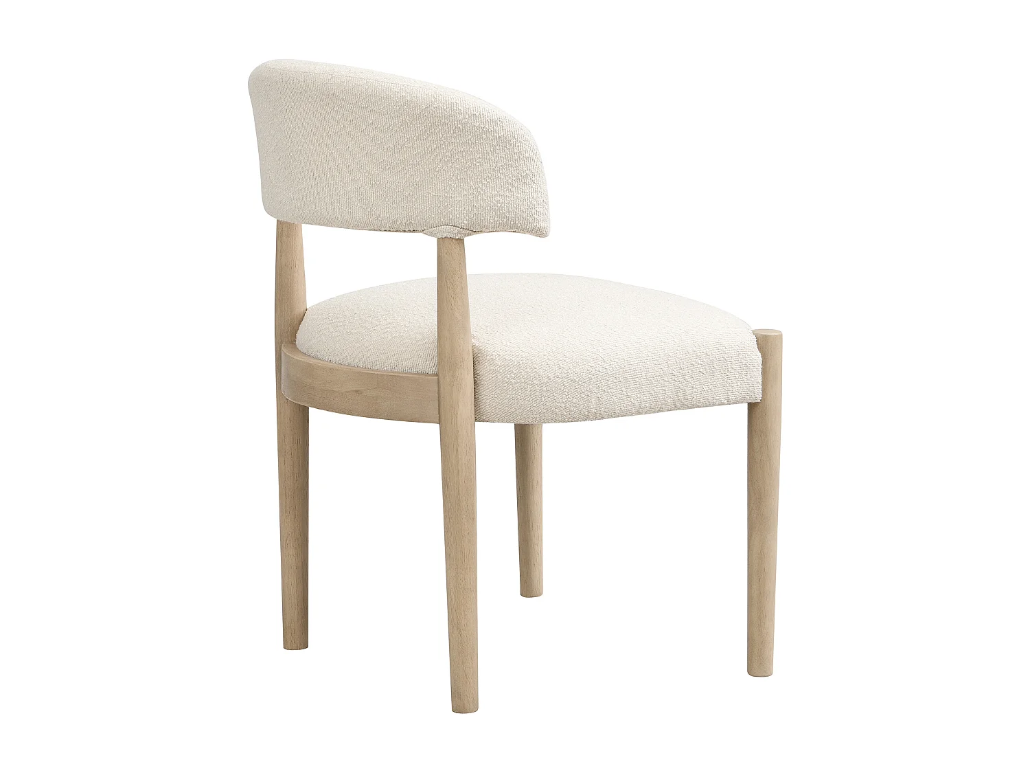 Kit di 2 sedie in legno massello - Stile moderno - Struttura in legno massello - Tessuto bouclé - Colore naturale