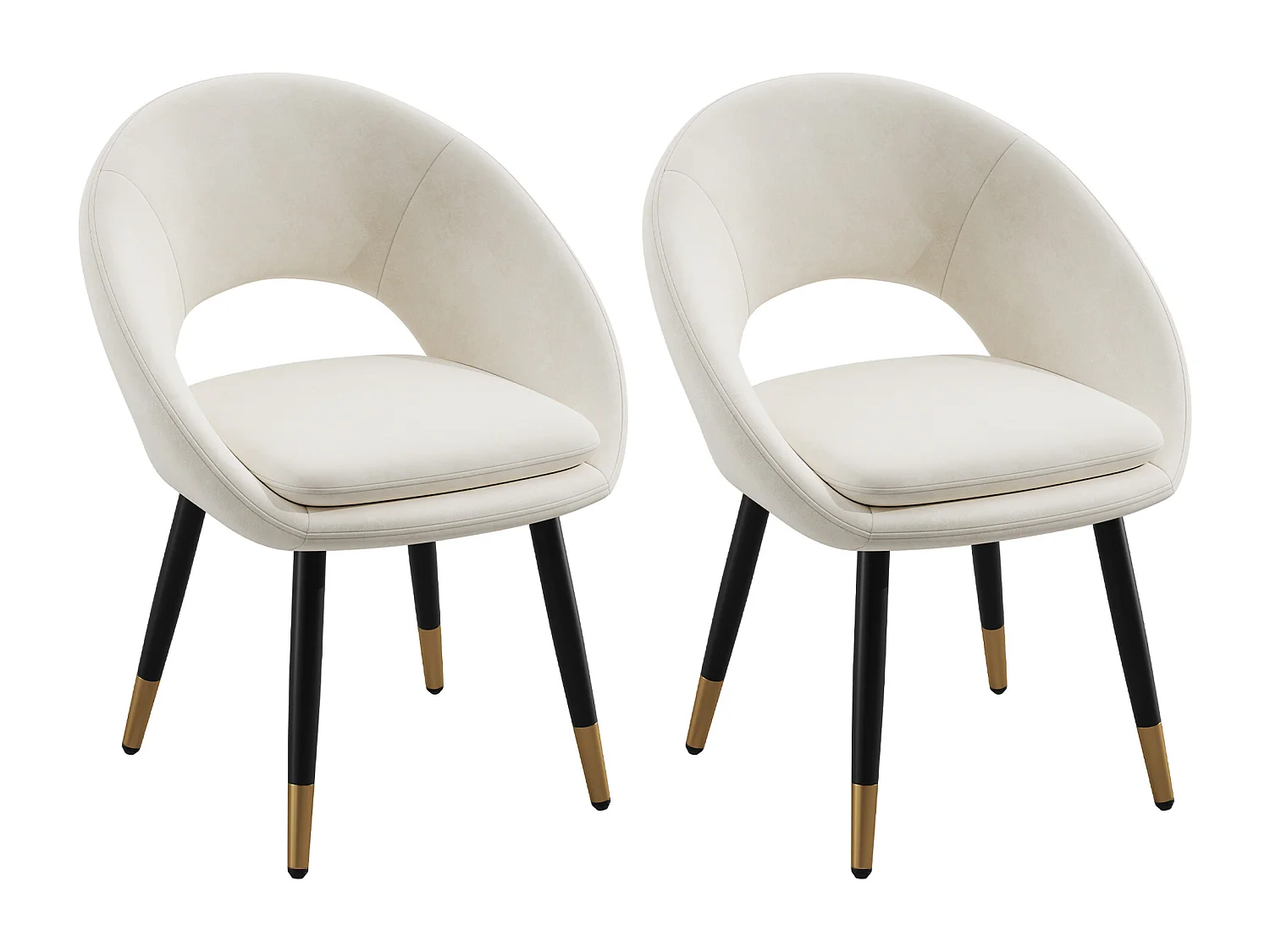 Kit di 2 sedie - Con schienale ergonomico - Stile moderno - Tessuto velluto - Beige