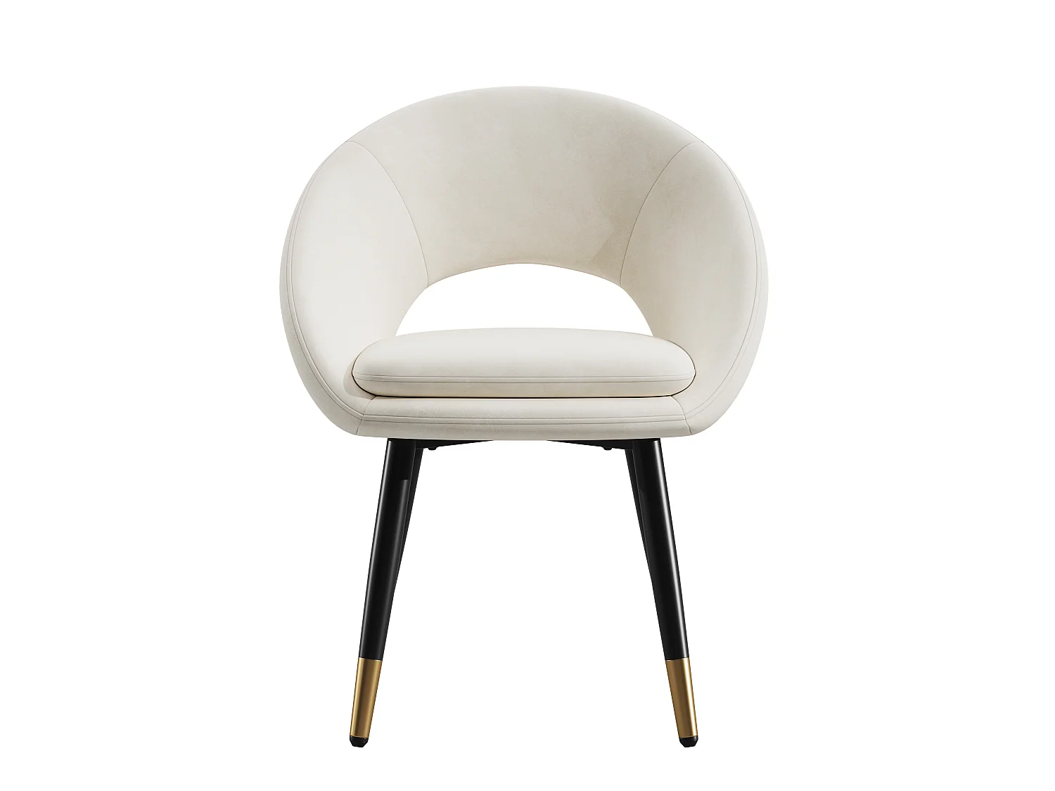 Lot de 2 chaises - Avec dossier ergonomique - Style moderne - Tissu velours - Beige
