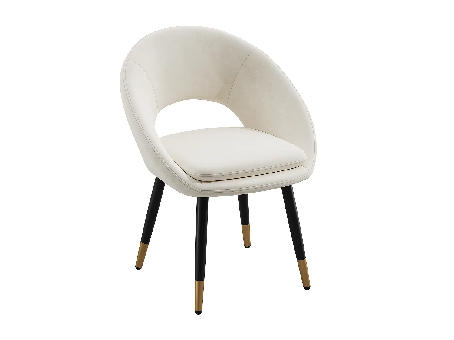 Lot de 2 chaises - Avec dossier ergonomique - Style moderne - Tissu velours - Beige