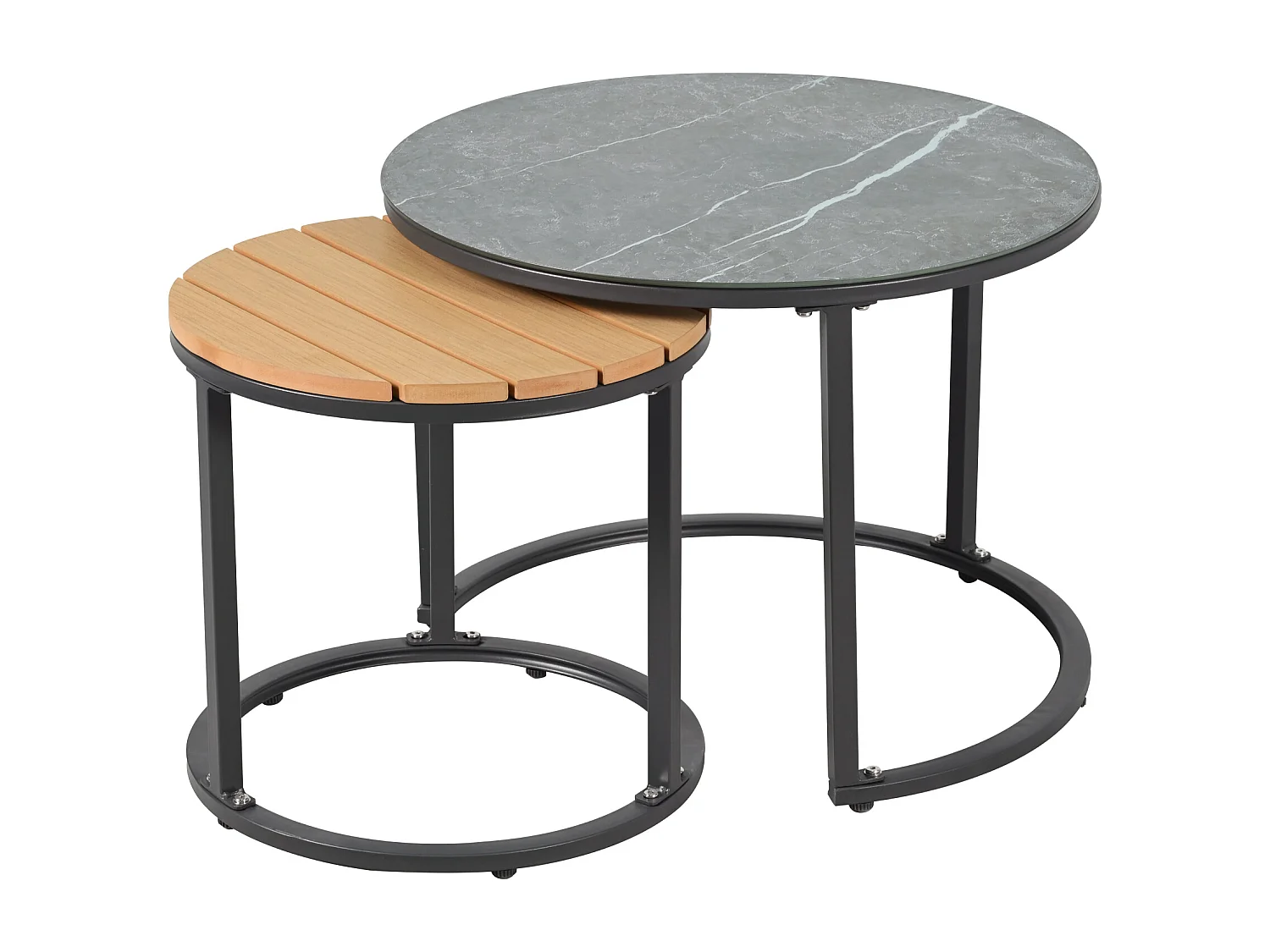 7-teiliges Gartenmöbelset – mit Kissen + 2 Sofas + 2 Sesseln + 2 Tischen – Polyester – Grau