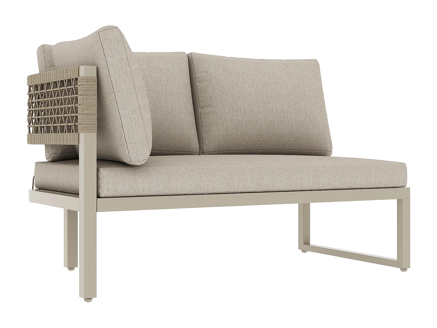 Salon de jardin, ensemble de meubles pour 8-10 personnes - canapé d'angle - en fer galvanisé - tables manger en bois-plastique - banc, Beige