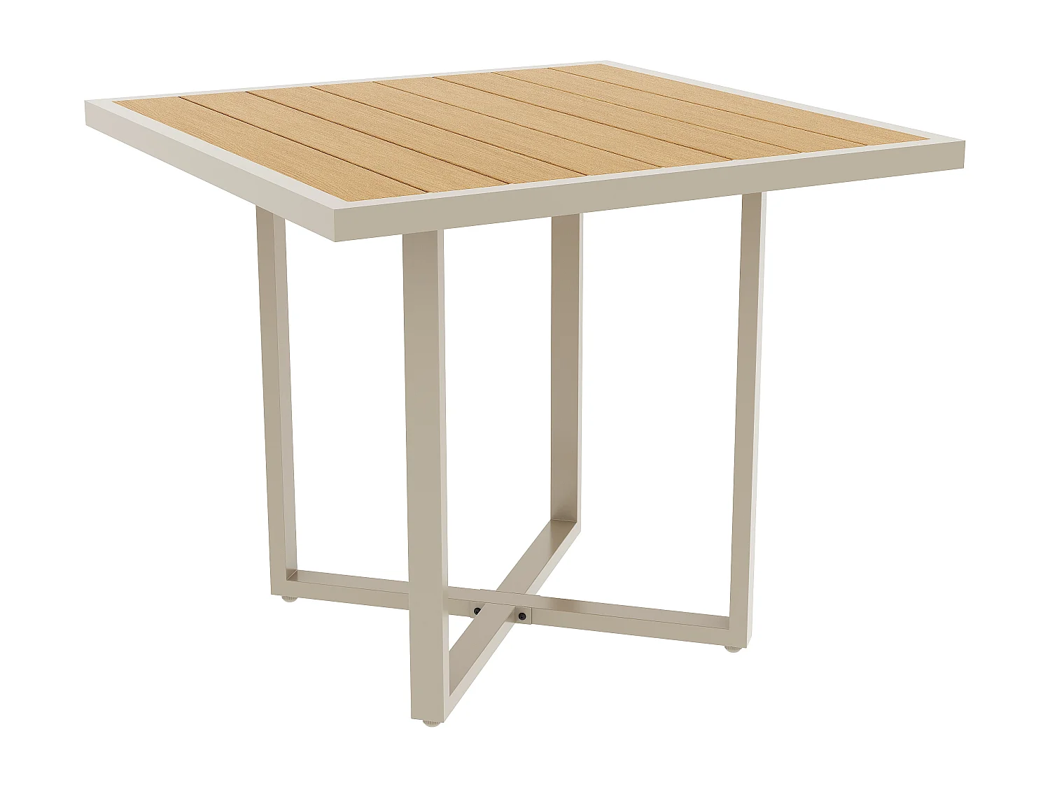 Salon de jardin, ensemble de meubles pour 8-10 personnes - canapé d'angle - en fer galvanisé - tables manger en bois-plastique - banc, Beige