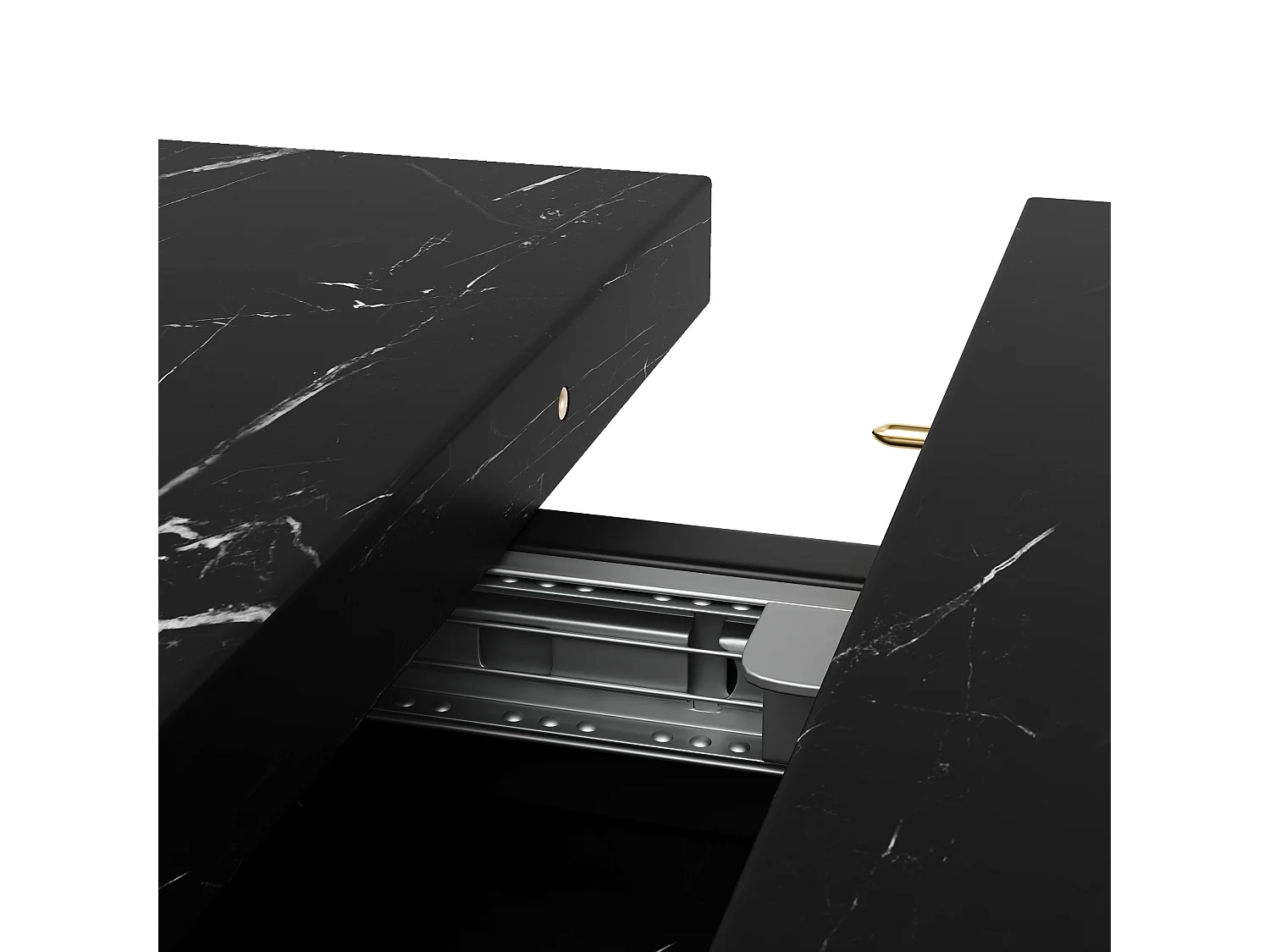 Table de salle à manger extensible aspect marbre 4-6 places - 119/158.5 x 80 x 75 cm -  design moderne en X - MDF - noir