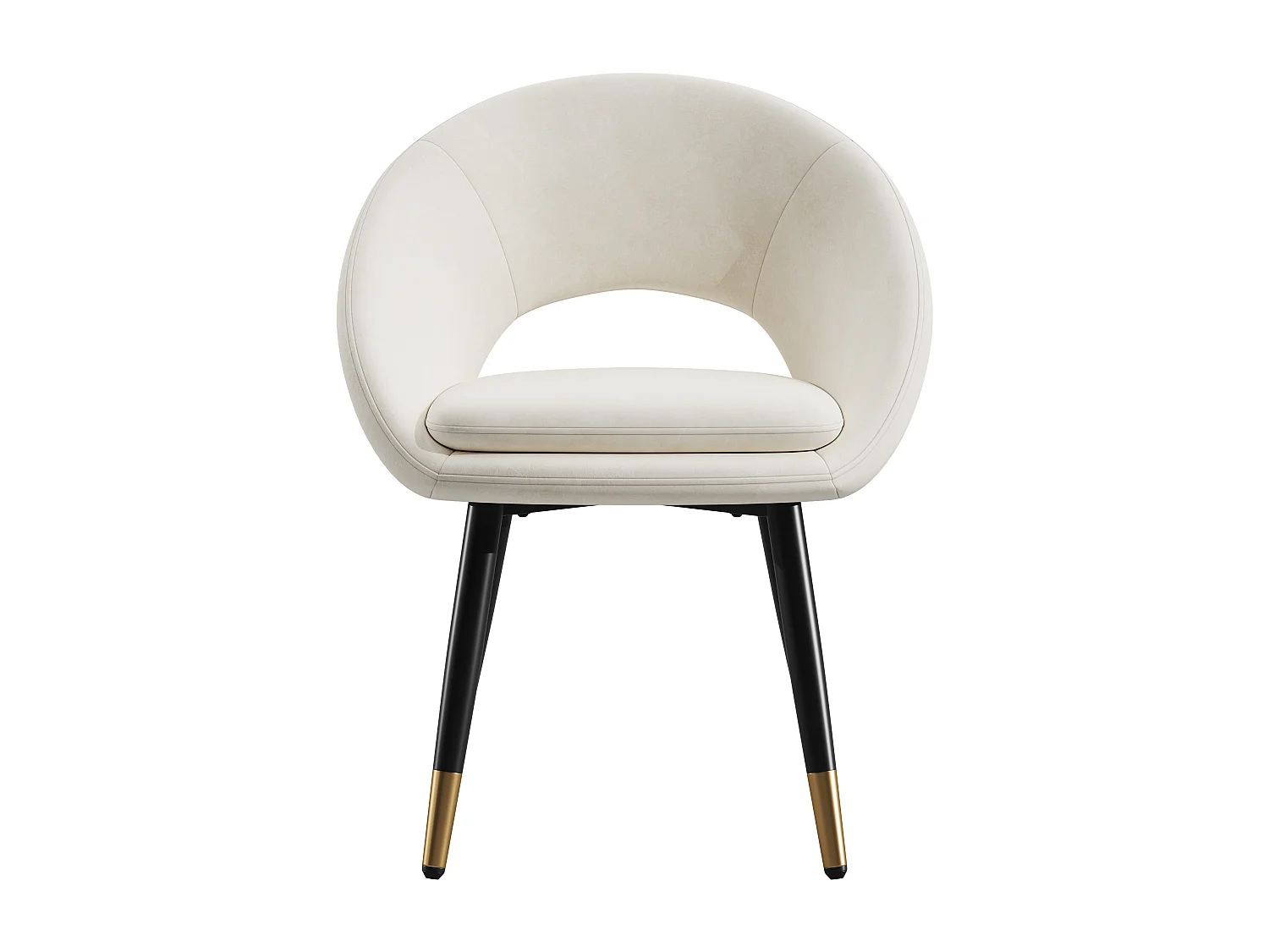 Kit di 4 sedie - Con schienale ergonomico - Stile moderno - Tessuto velluto - Beige