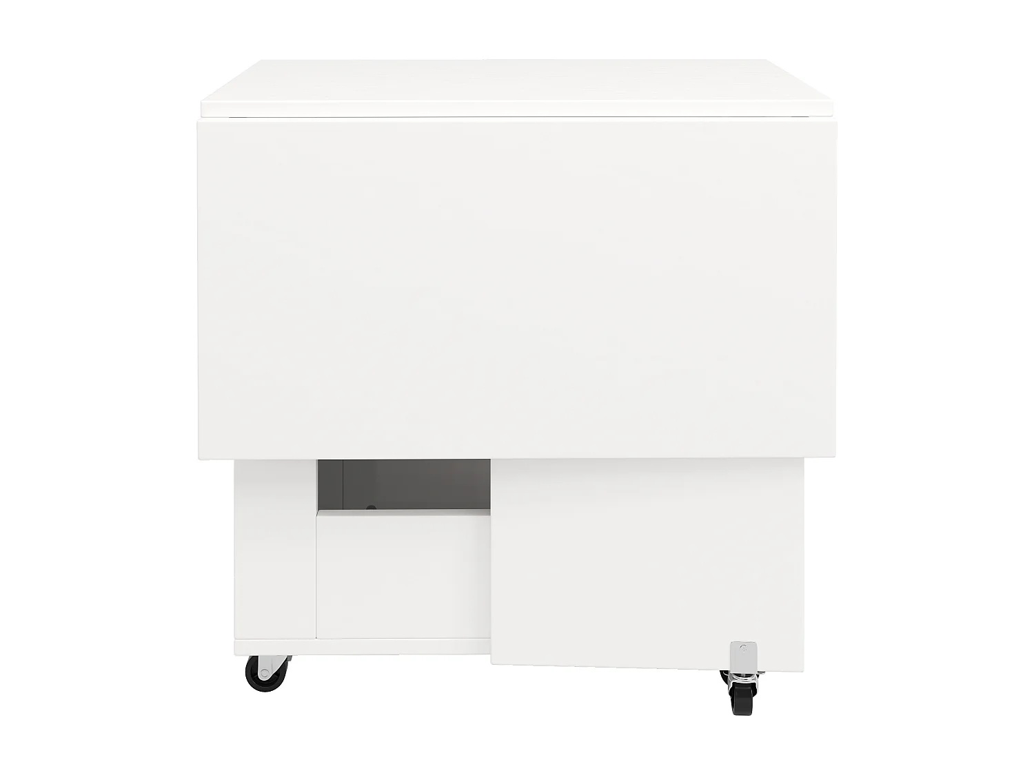 Table à manger pliable 120x75x75 cm - avec espace de rangement - 2 tiroirs - roulettes verrouillables - blanc