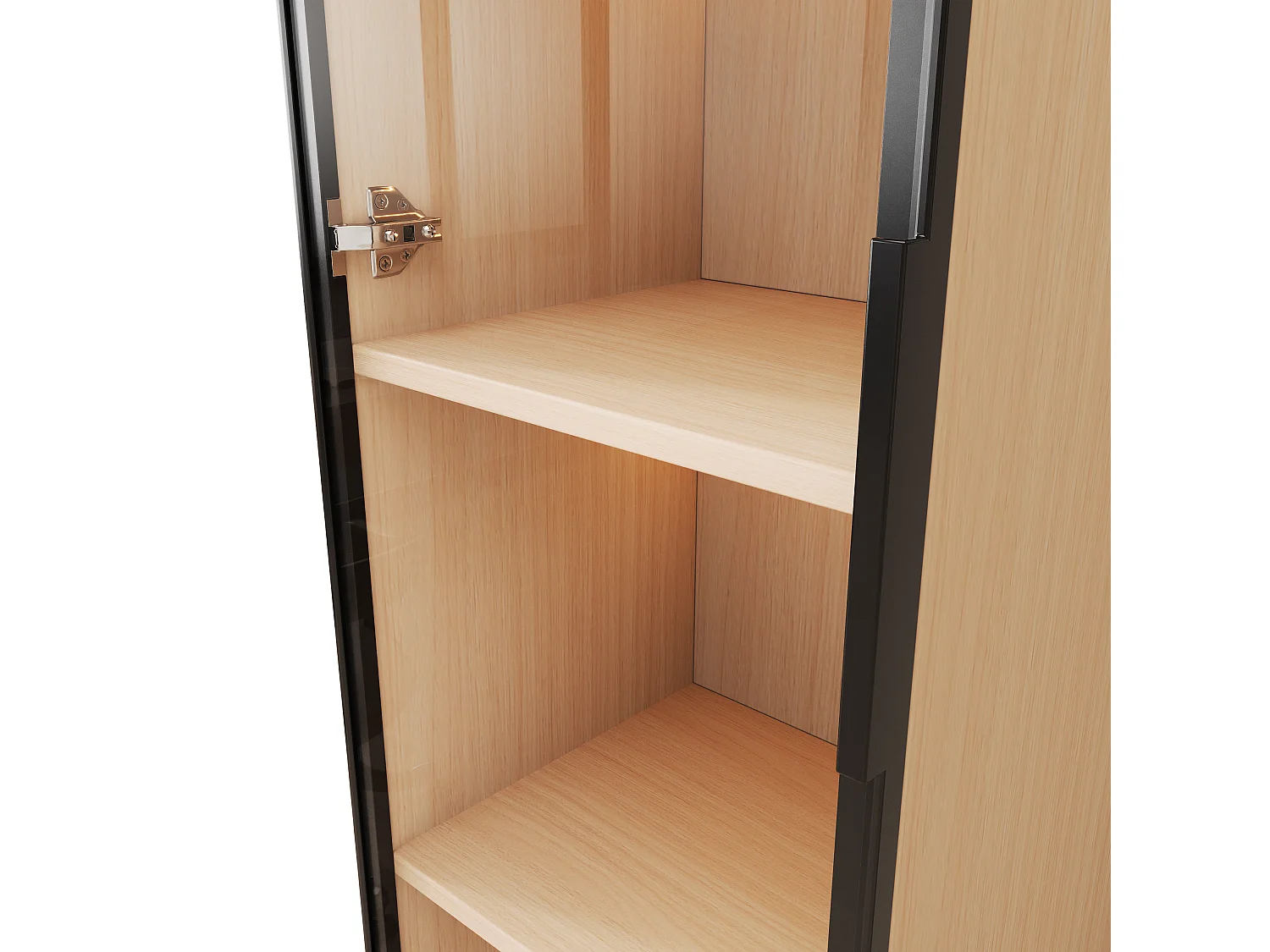 Vitrine mit Glastür 40x40x165 cm - LED-Beleuchtung - 1 Tür aus Sicherheitsglas - Eichenfurnier - MDF - Natur