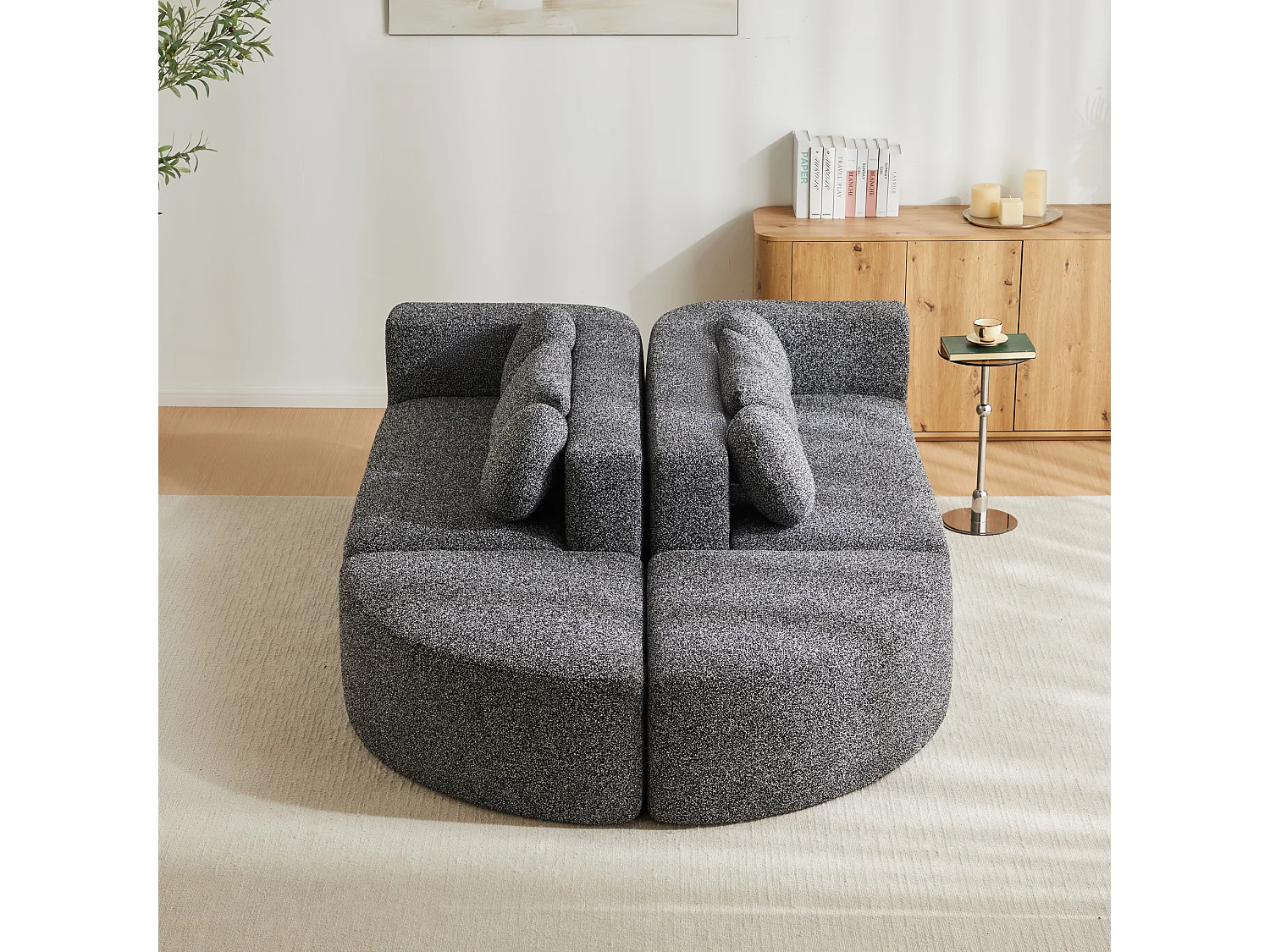 Canapé modulable nuage avec fonction couchage  - 292 x 165 x 68 cm - aucun assemblage requis - chenille - noir