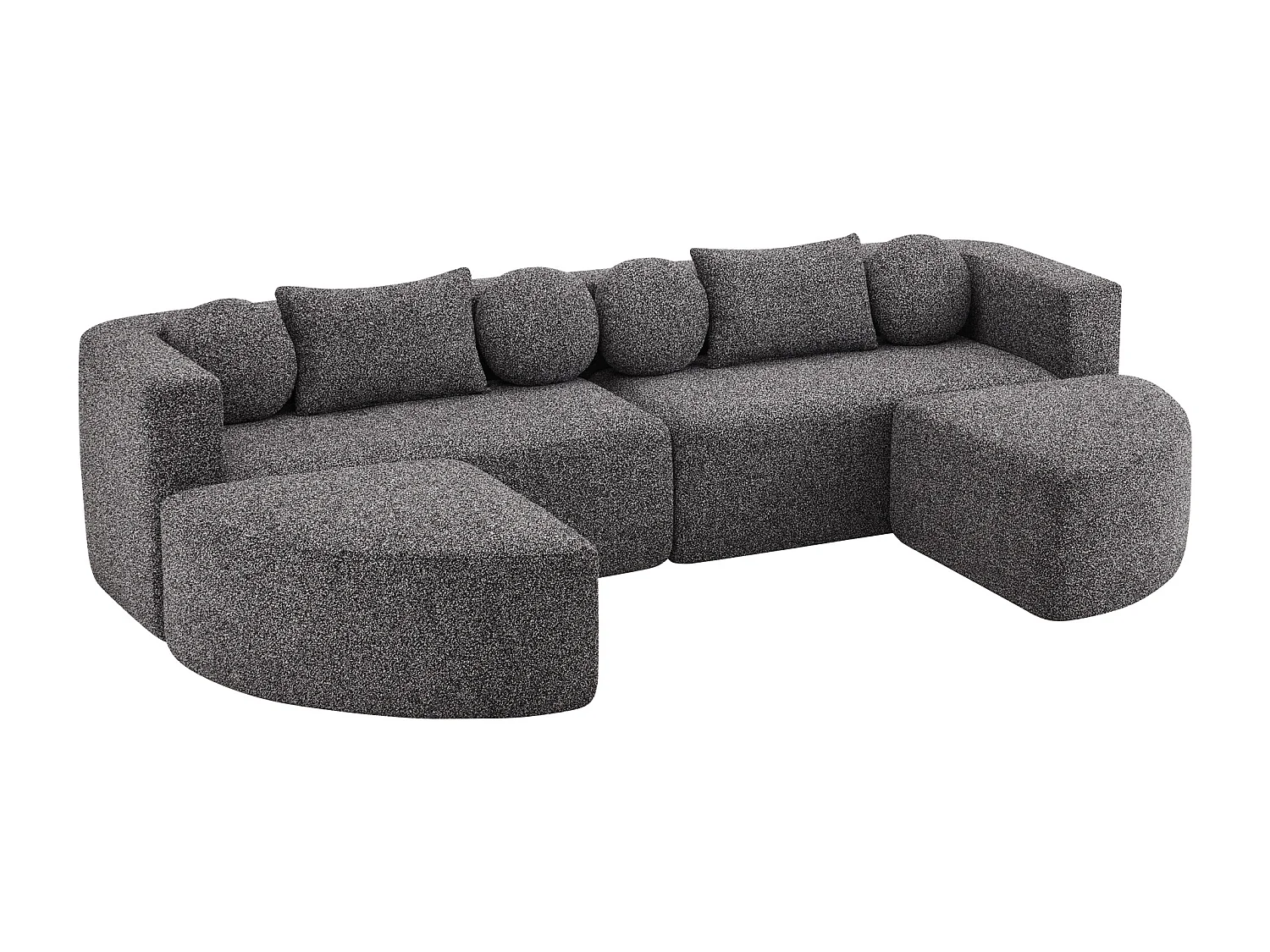 Canapé modulable nuage avec fonction couchage  - 292 x 165 x 68 cm - aucun assemblage requis - chenille - noir