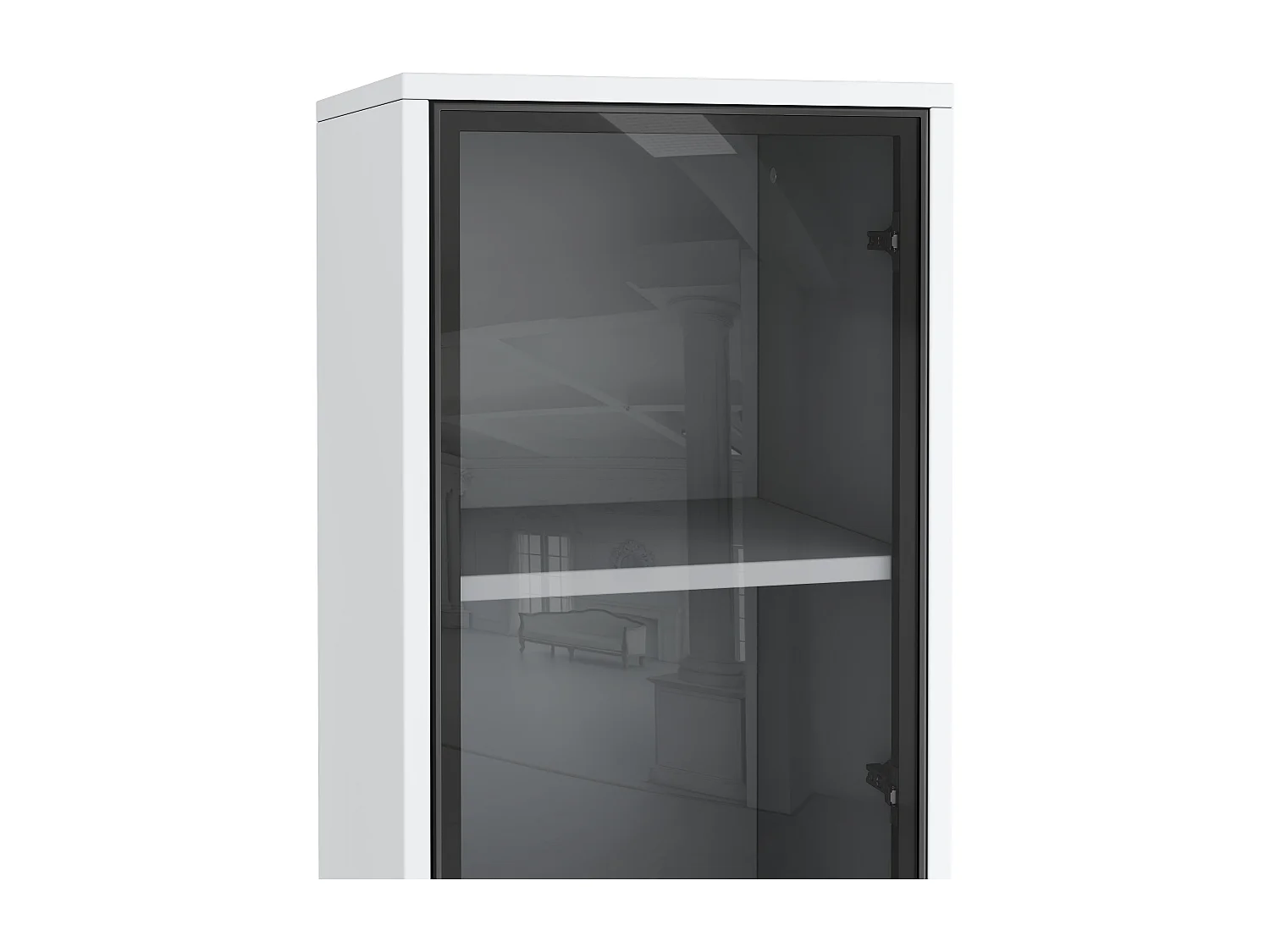 Glasvitrine 170 cm hoch - LED-Beleuchtung - 1 Glastür - MDF + Spanplatten - Weiß