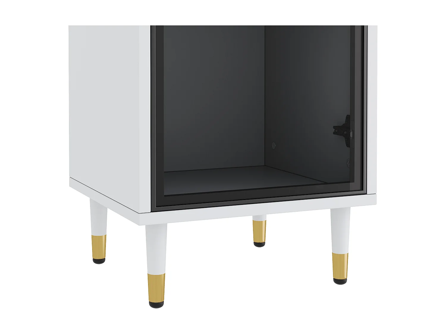 Glasvitrine 170 cm hoch - LED-Beleuchtung - 1 Glastür - MDF + Spanplatten - Weiß