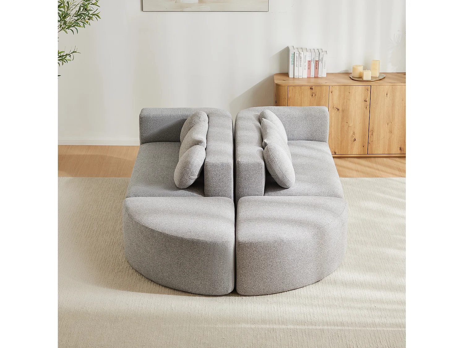 Canapé modulable nuage avec fonction couchage  - 292 x 165 x 68 cm - aucun assemblage requis - chenille - gris