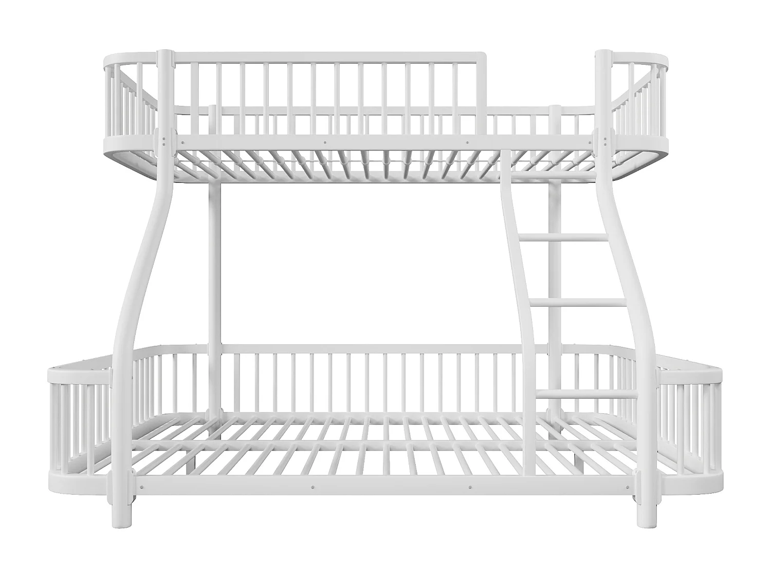 Łóżko piętrowe 90x200 cm + 140x200 cm - konstrukcja żelazna - z barierkami bezpieczeństwa - z drabiną - biały​ (materac nie jest wliczony w cenę)